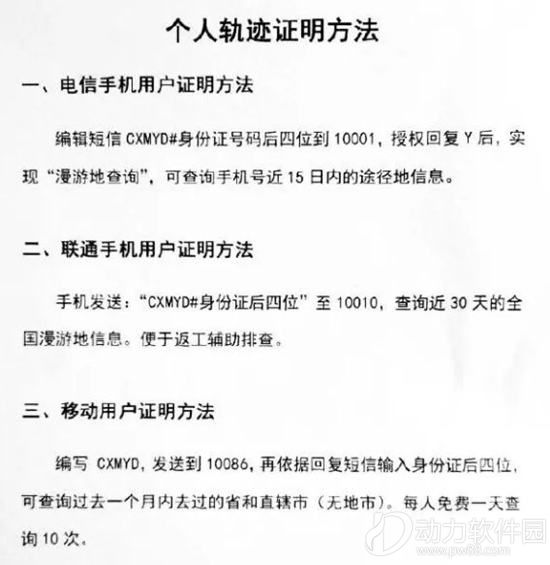 三大运营商个人轨迹证明