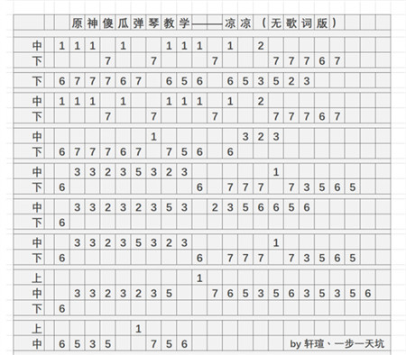 原神凉凉琴谱简谱怎么样