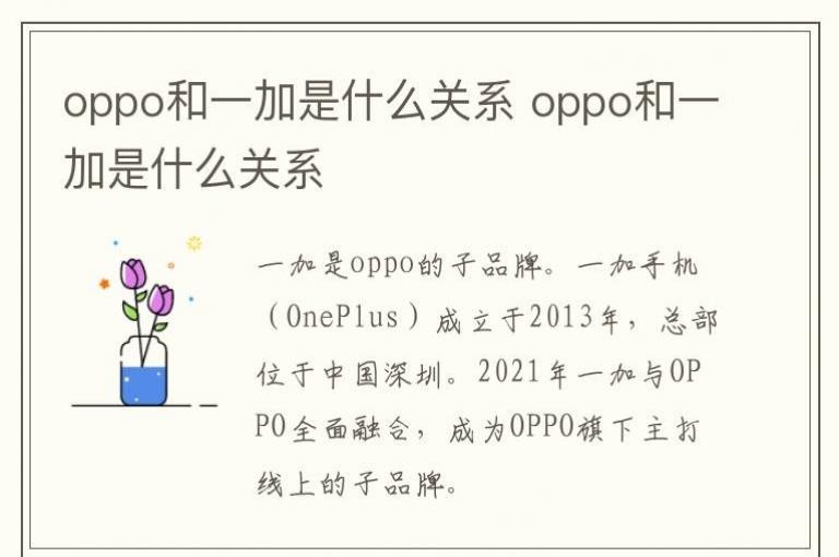 oppo和一加是什么关系 oppo和一加是什么关系